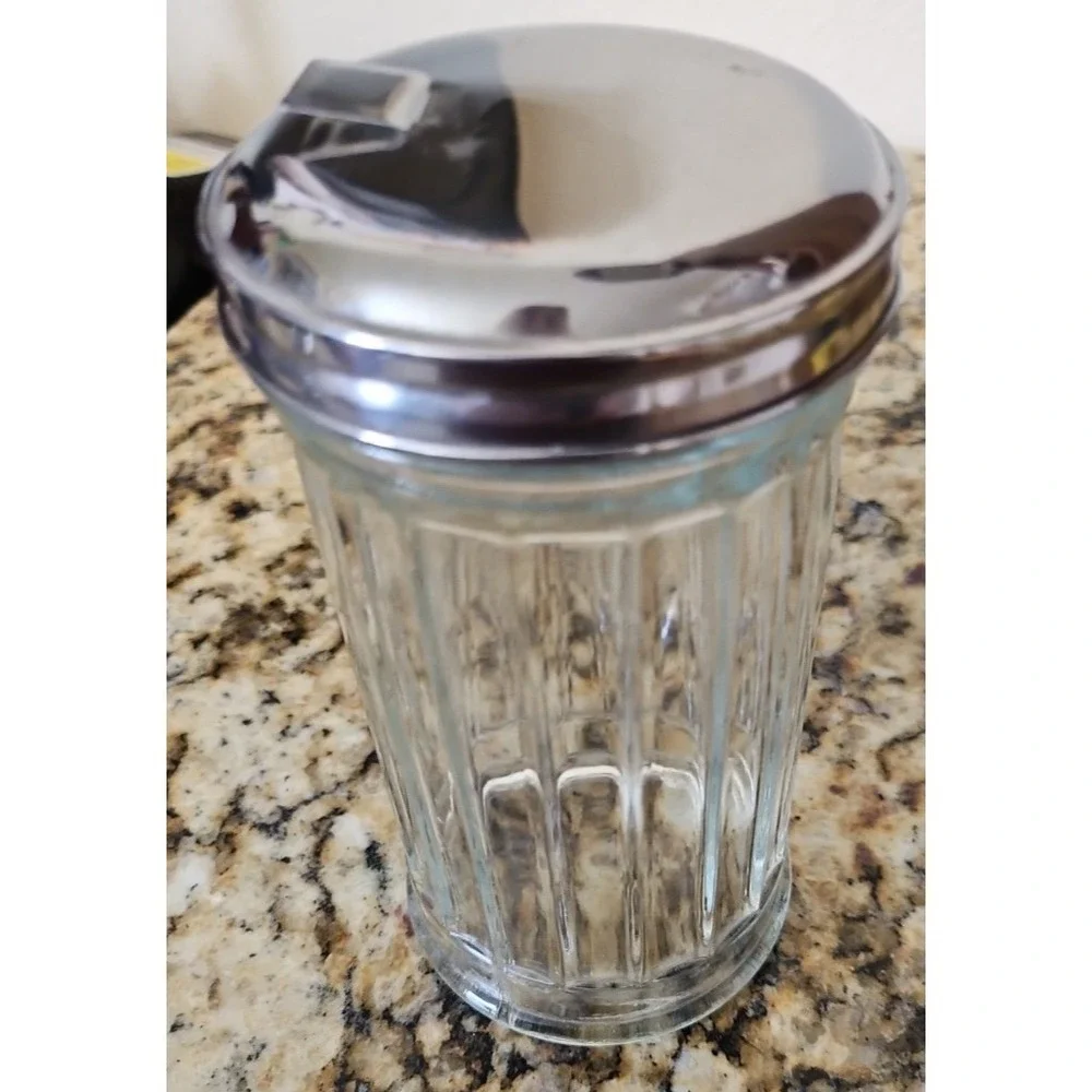 Vintage Ribbed Clear Glass Sugar Shaker Dispenser - 5.5